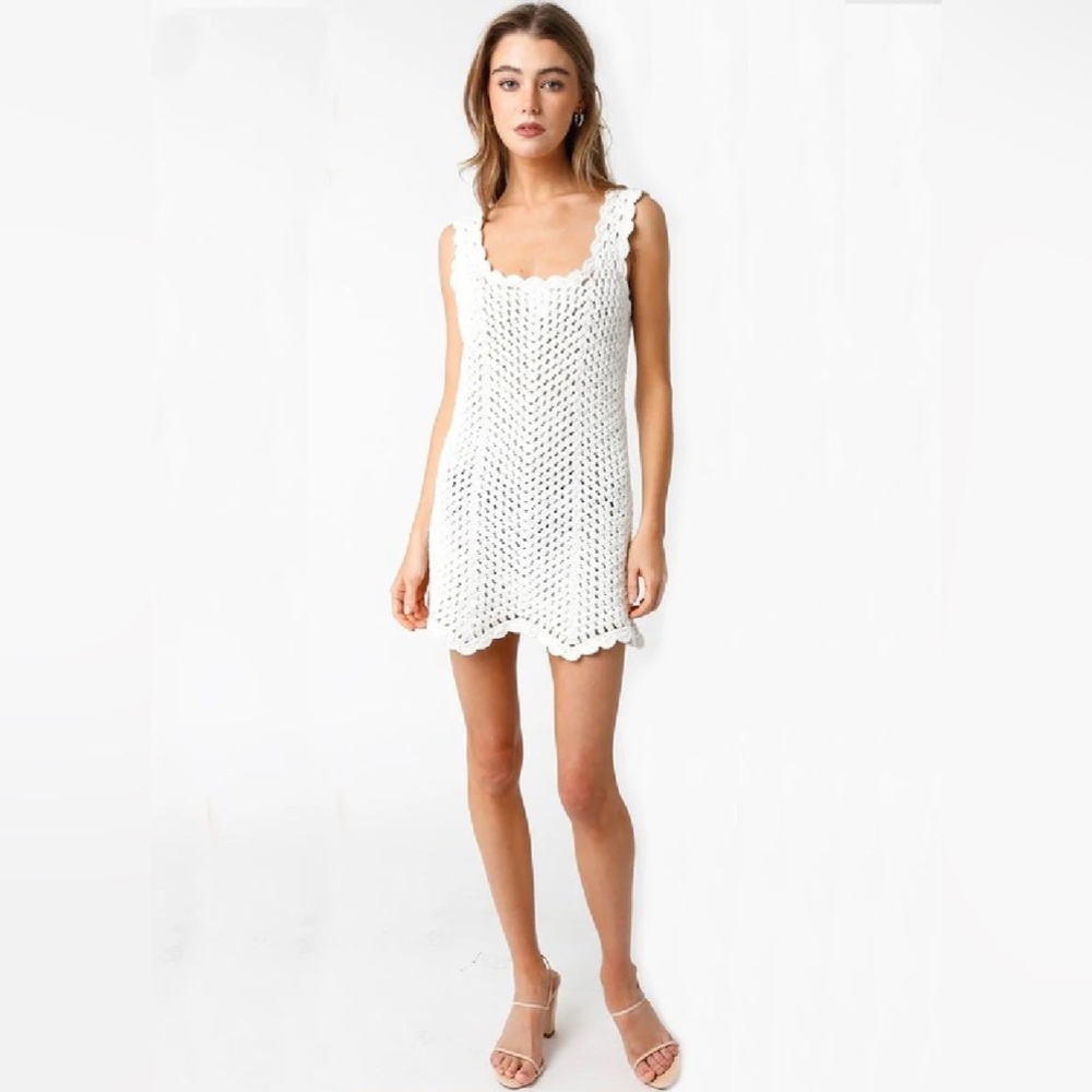 NWT Olivaceous Mahalo White Crochet Cover Up Dress Size M